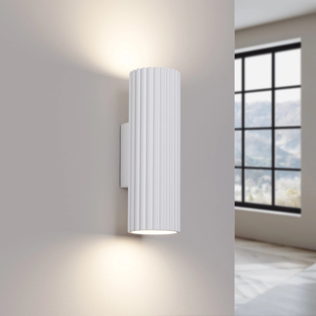 Applique tubo bianco rigato 20cm su/giù 2xGU10 Pure Lume