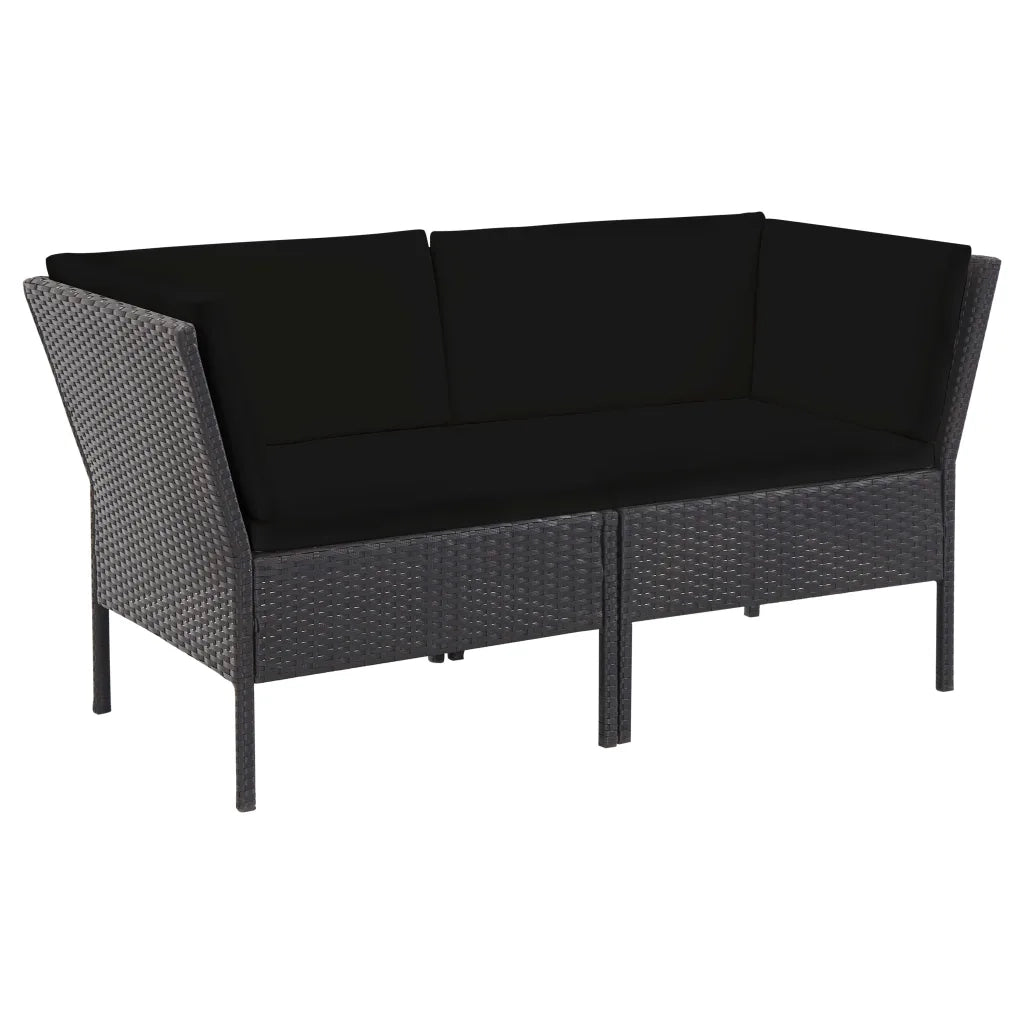 Set Divani da Giardino 6 pz con Cuscini in Polyrattan Nero 48941