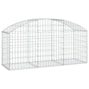 Cesto gabbione recinzione a gabbia muro di contenimento ad arco 150 x 50 x 60/80 cm ferro zincato argento 02_0039988