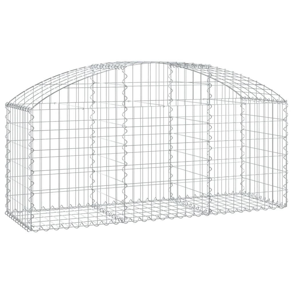 Cesto gabbione recinzione a gabbia muro di contenimento ad arco 150 x 50 x 60/80 cm ferro zincato argento 02_0039988