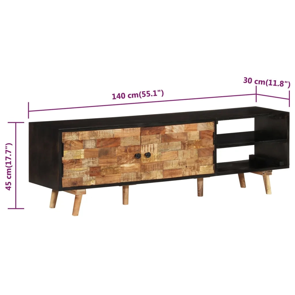 Mobile TV 140x30x45 cm Legno Mango Grezzo e Massello d'Acacia 338423