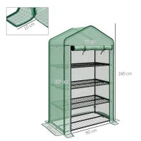 Serra da Giardino o Balcone con 4 Ripiani, Acciaio Zincato, Telone Rimovibile PE ad Alta Densità, 90L x 49l x 160H cm, Verde
