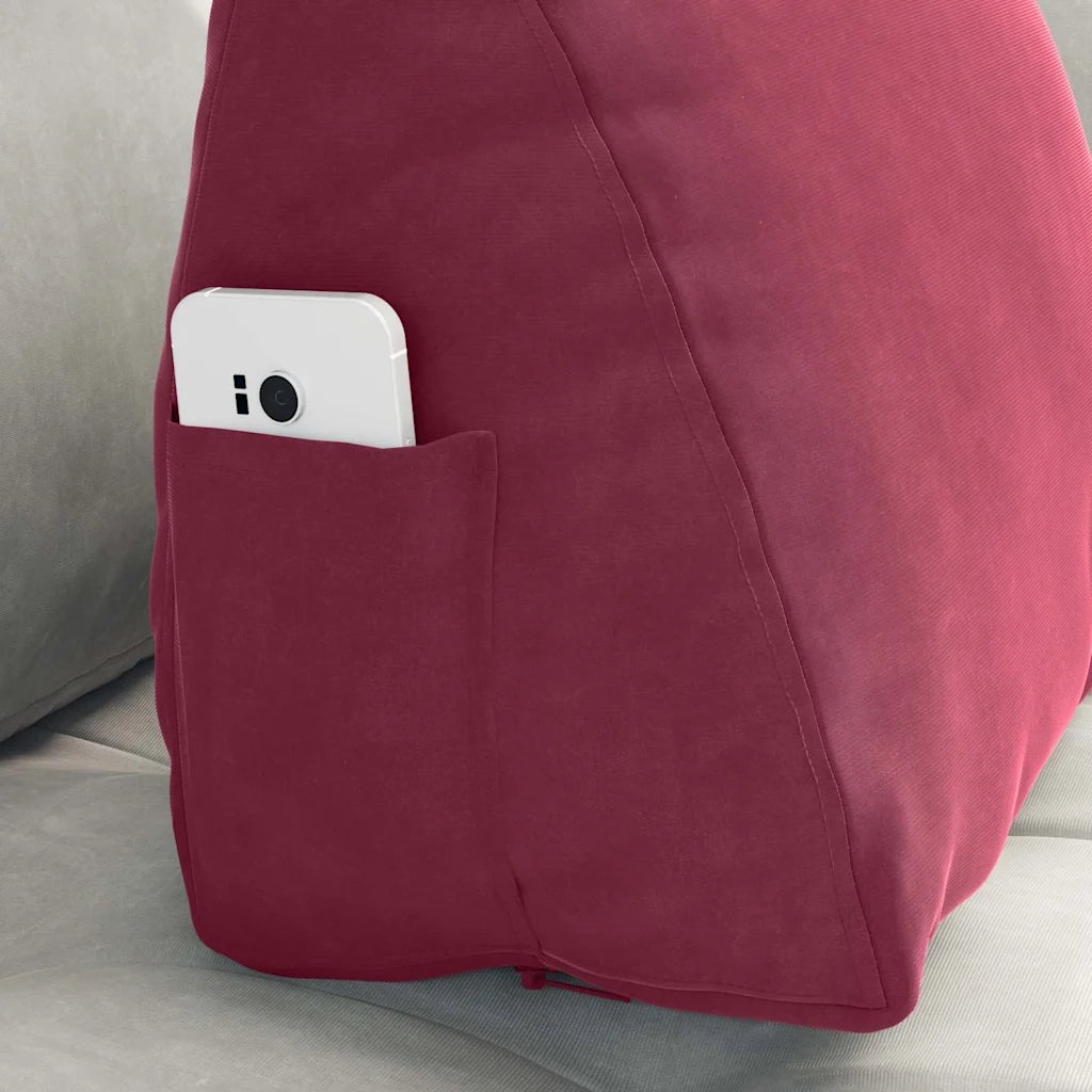 Cuscino per Schiena | Cuscino dorsale Rosso Vino 45 x 20 x 35 cm Tessuto in Cords