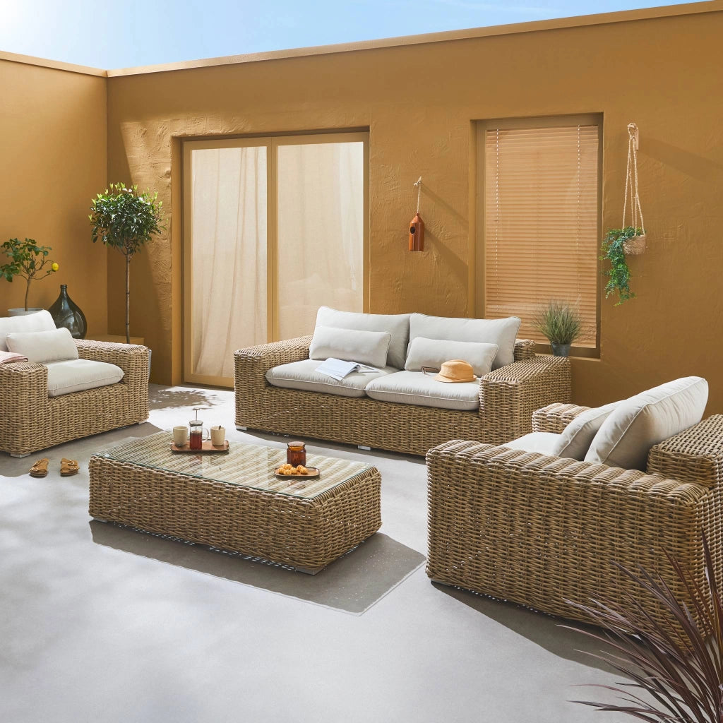 Salotto da giardino in resina extra large, 4 posti, beige