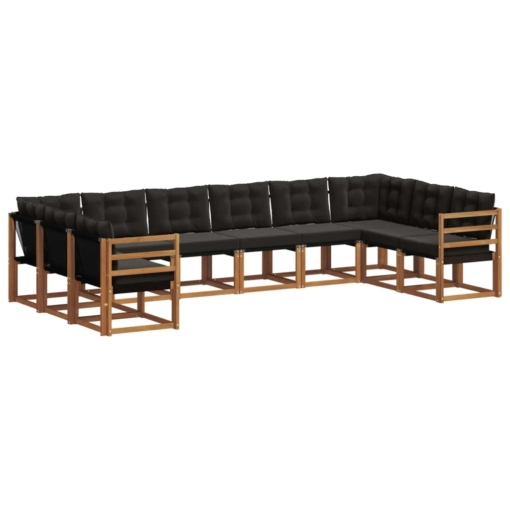 Set di divani da esterno con cuscino 10 pcs Naturale e Nero 3369087