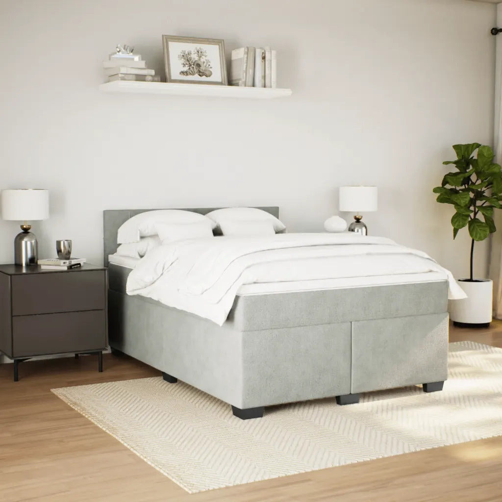 Giroletto a Molle con Materasso Grigio Chiaro 140x200cm Velluto 3288630