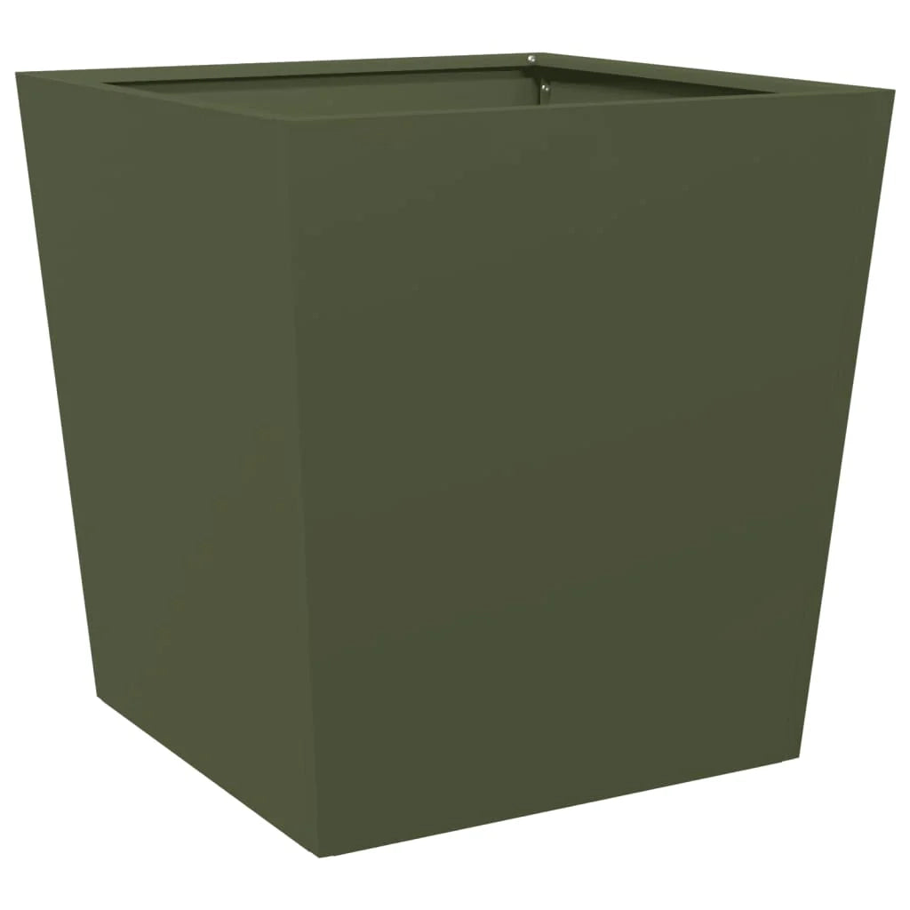 Fioriera rialzata per piante fiori giardino terrazze set da 2 verde oliva 50 x 50 x 50 cm acciaio verde 02_0039087