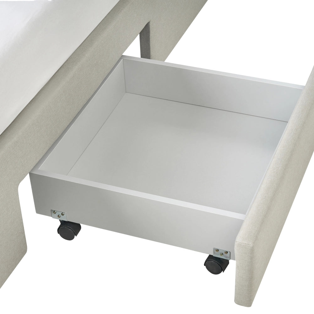 Letto con cassetti imbottito in tessuto 160 x 200 cm con rete a doghe design moderno scandinavo beige