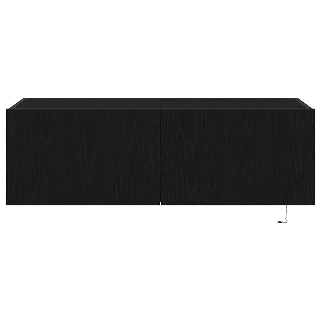 Mobile TV da parete con LED 2 pcs Rovere Nero 100 x 35 x 31 cm 863112