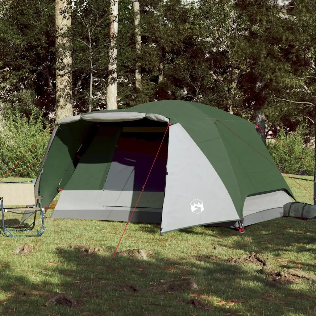 Tenda da Campeggio con Portico per 4 Persone Verde Impermeabile 94415