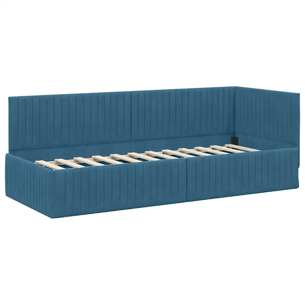 Cornice del letto ad angolo Blu 80 cm x 200 cm Velluto 42016245