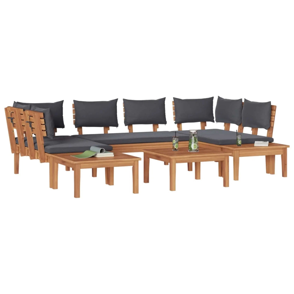 Set Divano da Giardino 4 pcs Marrone e Grigio
