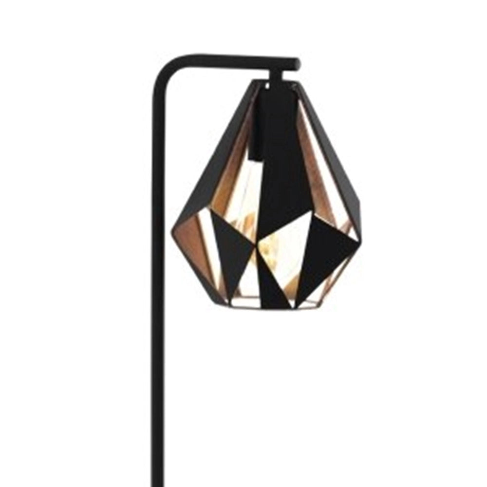 Trade Shop - Lampada Da Terra Con Piantana Paralume Nero Rame Antico Vintage 220x170x1510 Mm -