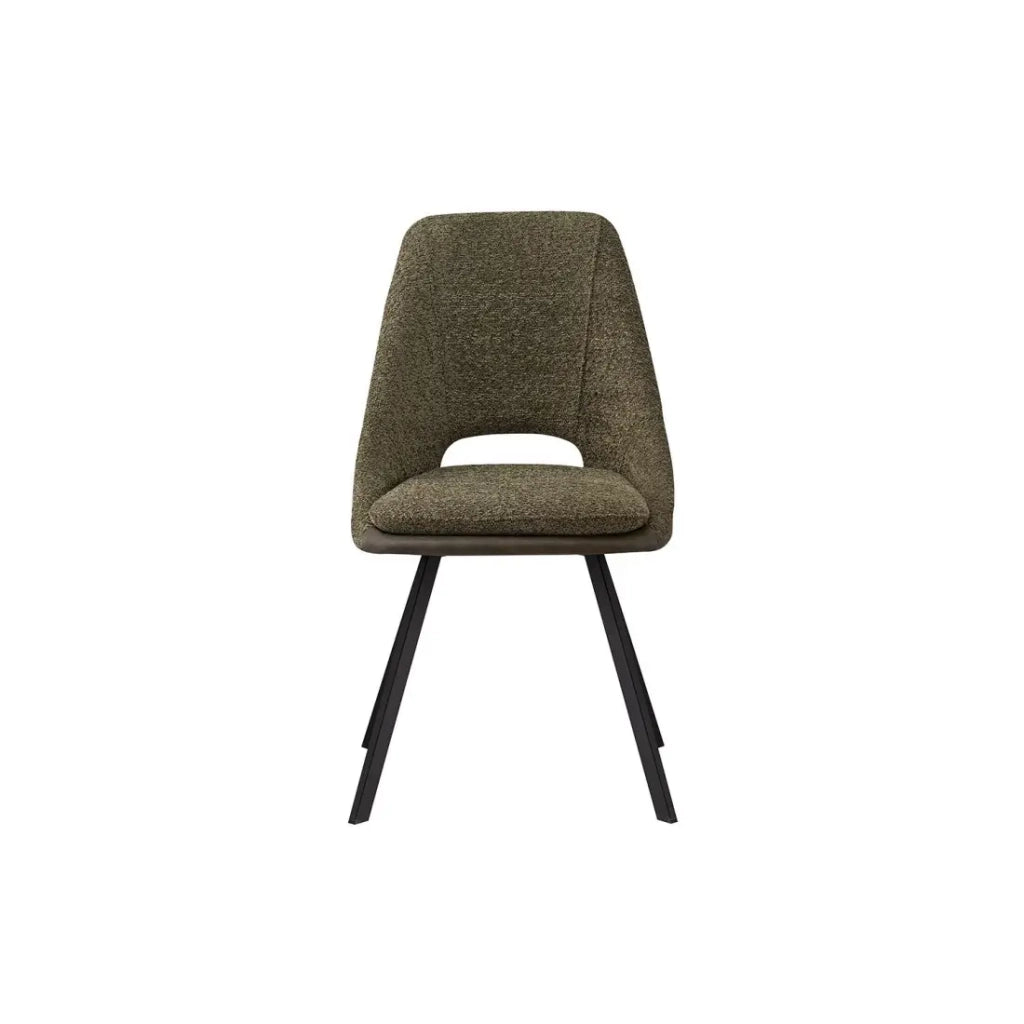 Sedia rivestita in Bouclé per sala da pranzo, colore Verde. Collezione FILOU