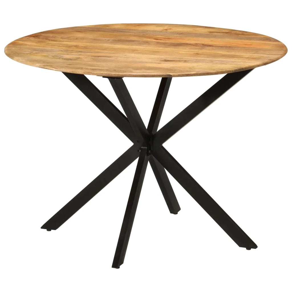 Tavolo da Pranzo Ã˜110x78cm in Legno Massello di Mango e Acciaio cod mxl 6539