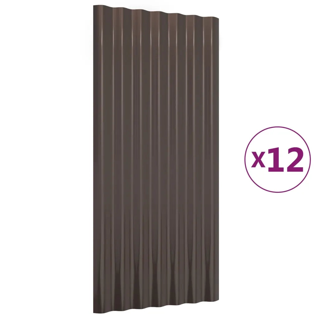 Pannelli Tetto 12pz Acciaio Zincato Marrone 80x36 cm 319135
