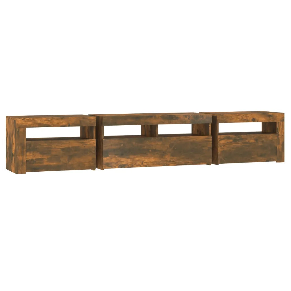 Mobile Porta TV con Luci LED Rovere Fumo 210x35x40 cm cod mxl 24424