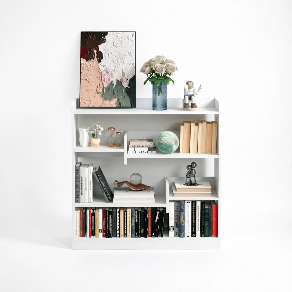 Libreria moderna a 4 ripiani in truciolato E1, bianco, 90 x 24 x 91 cm