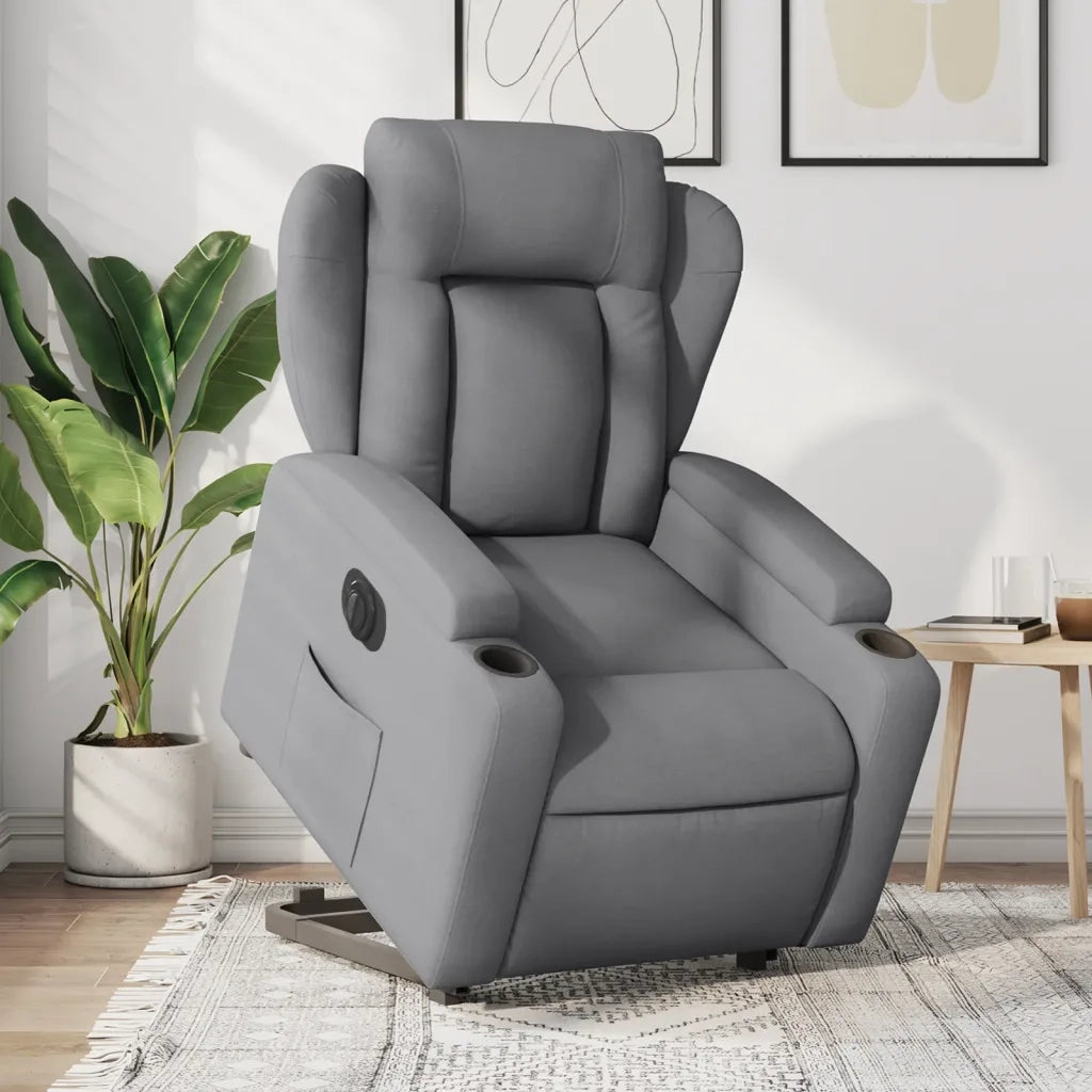 Poltrona Reclinante Alzapersona Elettrica Grigio Chiaro Tessuto 3204506