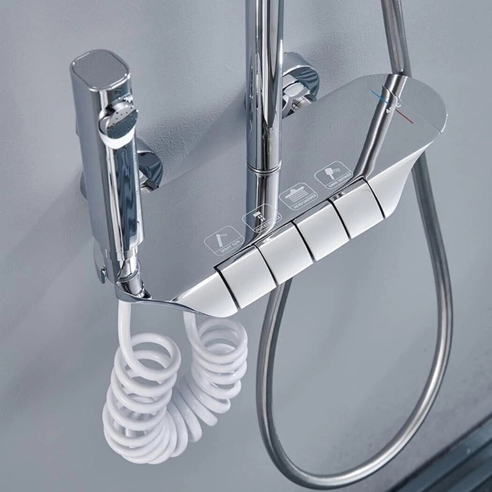 Trade Shop - Set Saliscendi Bagno Colonna Doccia Rubinetto Soffione Doccetta Bidet Cromato 87343 -