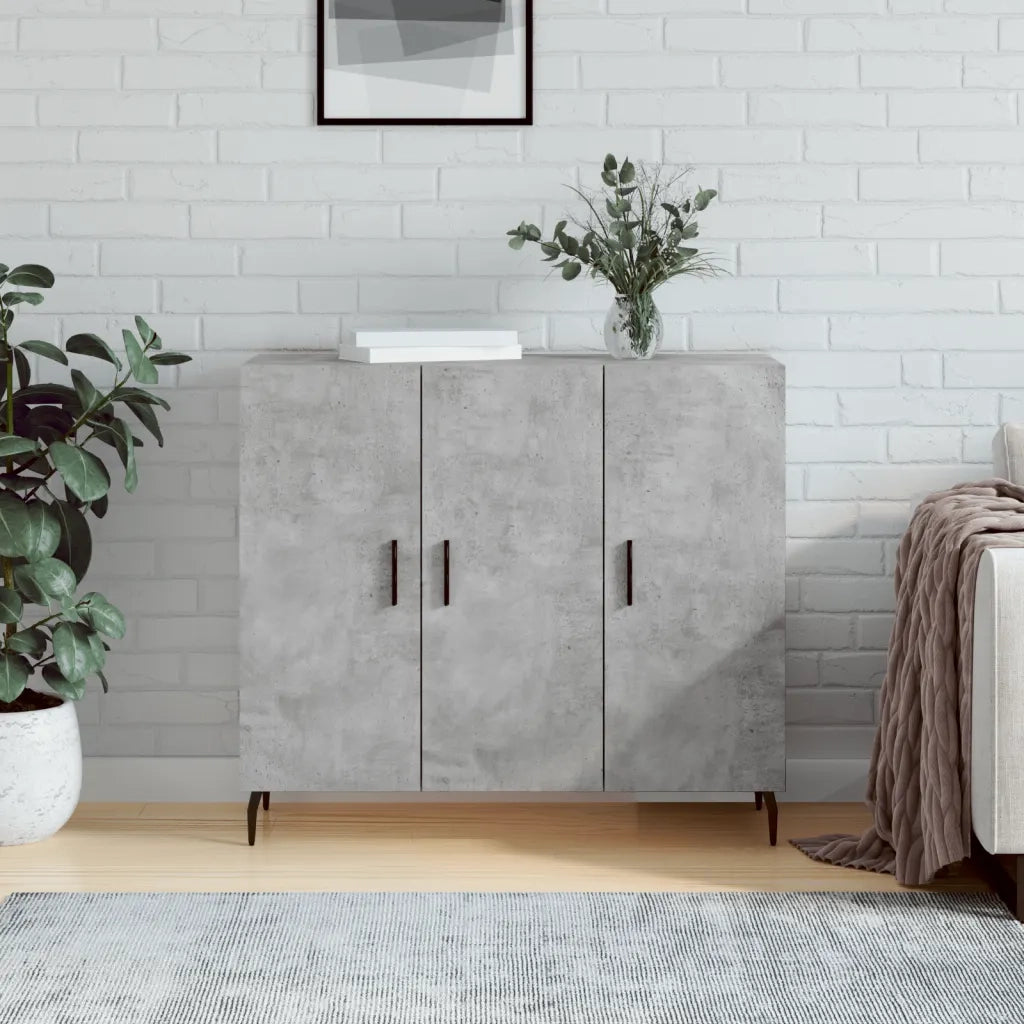 Credenza | Madia | Buffet da pranzo | Armadio da pranzo Grigio Cemento 90x34x80 cm in Legno Multistrato