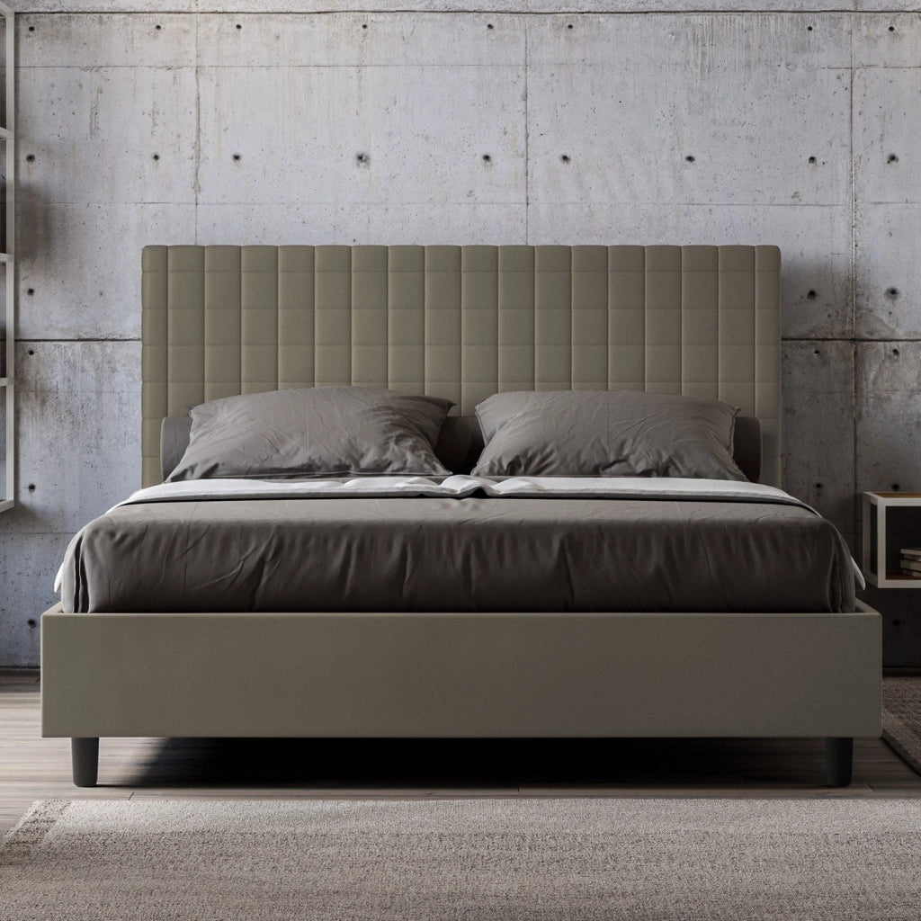Letto matrimoniale senza rete imbottito 160x190 similpelle bianco Sunny
