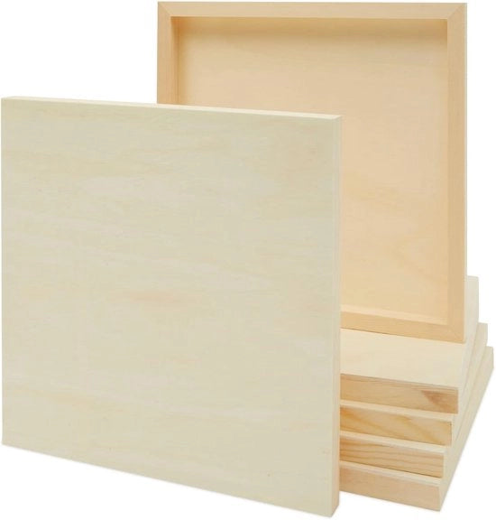 Pannelli lignei non finiti - 6 pezzi - rettangolari - 30,5 x 30,5 cm