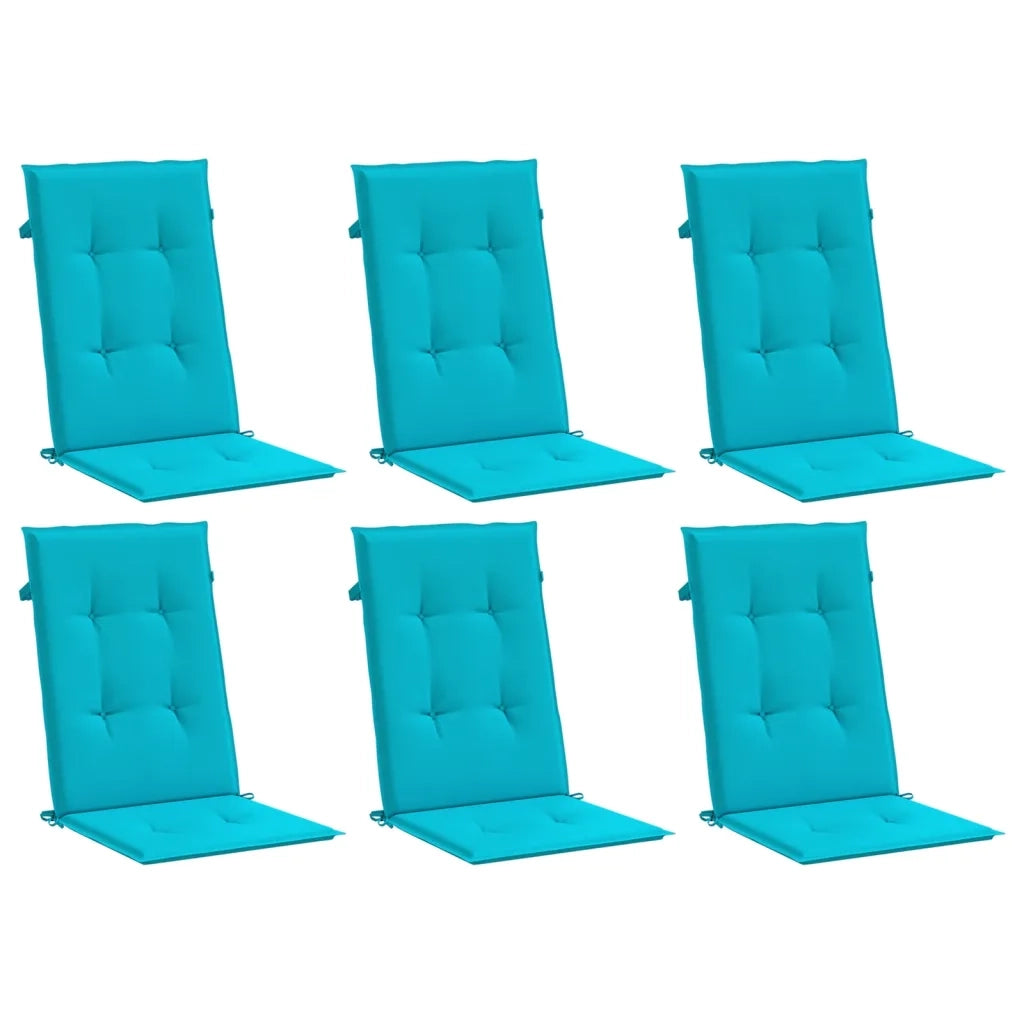 Cuscini per Sedia con Schienale Alto 6 pz Turchese in Tessuto 361273