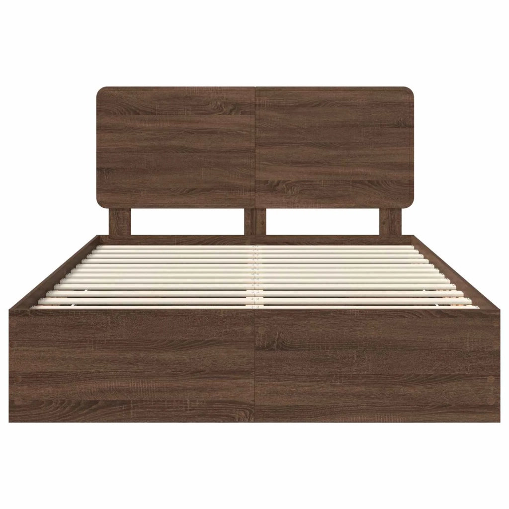 Letto matrimoniale | Letto per adulti | Struttura del letto con cassetto Rovere Marrone 150 x 200 cm
