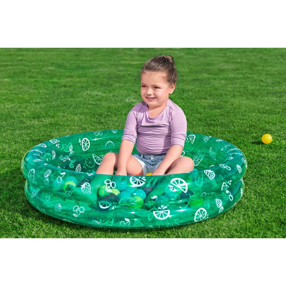 Trade Shop - Piscina Gonfiabile 2 Anelli Motivo Frutta Con Palline Da Gioco Per Bambini ø91x20cm 51141 -