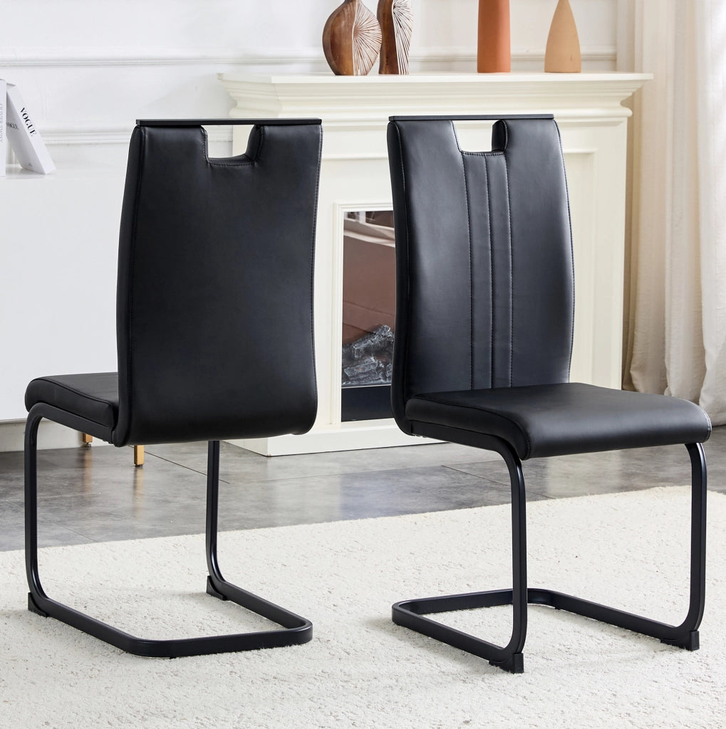 Set di 2 sedie curve nere in materiale PU dal design moderno e minimalista
