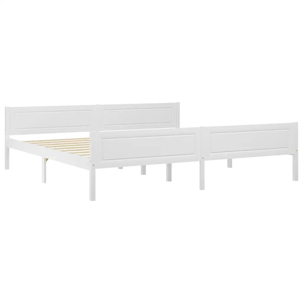 Letto matrimoniale | Letto per adulti | Giroletto Bianco in Legno Massello di Pino 200x200 cm