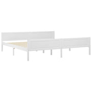 Letto matrimoniale | Letto per adulti | Giroletto Bianco in Legno Massello di Pino 200x200 cm