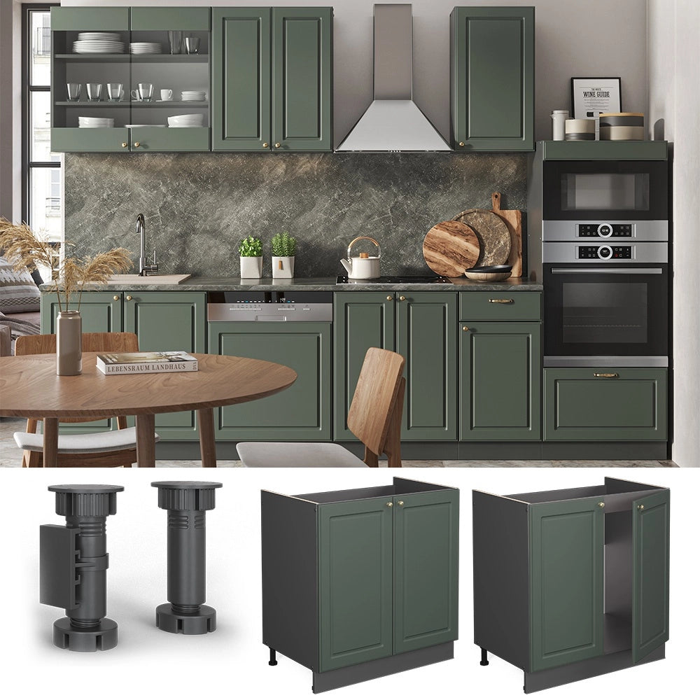 Mobile lavello cucina Fame-Line Verde-oro rustico/Antracite 80 cm, PL Rovere Vicco