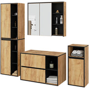 Set di mobili da bagno sospesi VAMI in Rovere Craft con interno Nero con fori per lavabo da appoggio