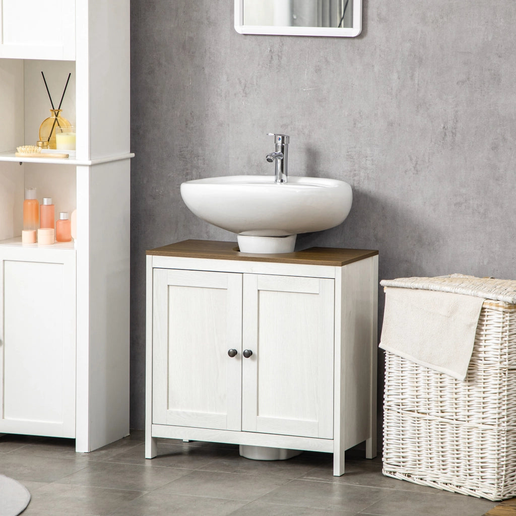 Mobile Sottolavabo Bagno ¨C zephmum ¨C 2 Porte con Ripiano 60x30x60 cm Bianco Legno