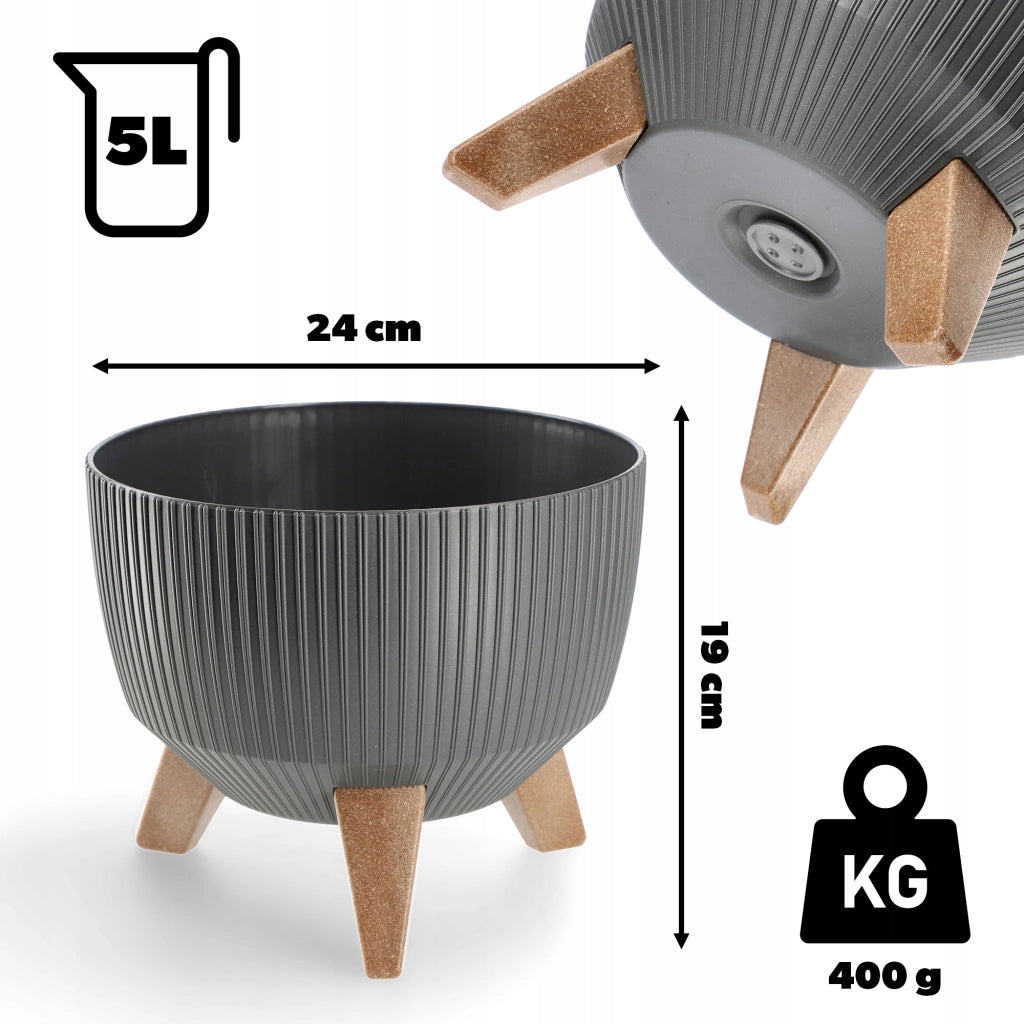 Vaso da giardino KADAX con gambe per fiori, grande ciotola rotonda da 24 cm