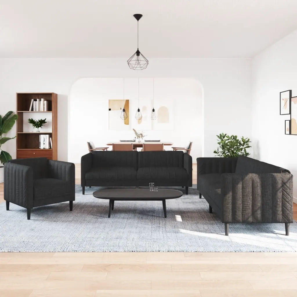 Set d Divani 3 pz Nero in Tessuto 3209231