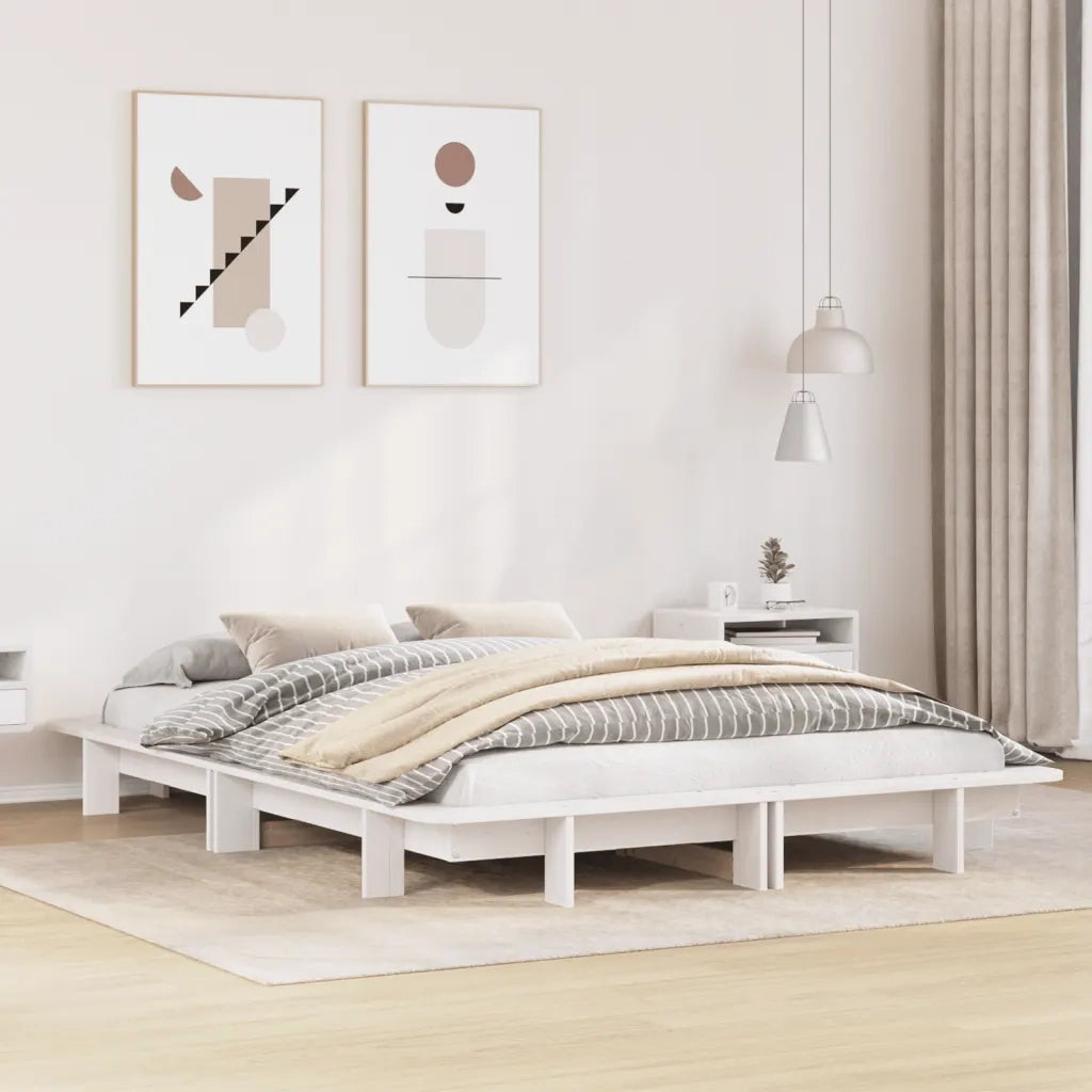 Letto senza Materasso Bianco 120x190 cm Legno Massello di Pino 850678