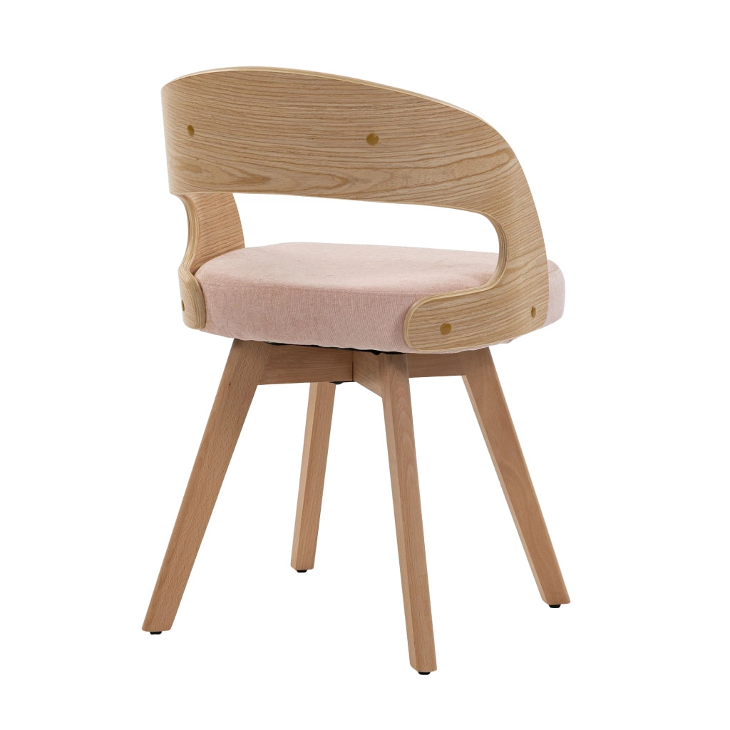Sedia da Pranzo Girevole in Legno con Cuscino ¨C MINIMAL ¨C Schienale Curvo, Tessuto Cotone Lino