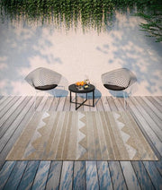 Tappeto per interni e esterni moderno tessuto piatto boho etno Oeko-Tex resistente all'usura e UV per balcone terrazzo giardino naturale marrone chiaro 115x170cm