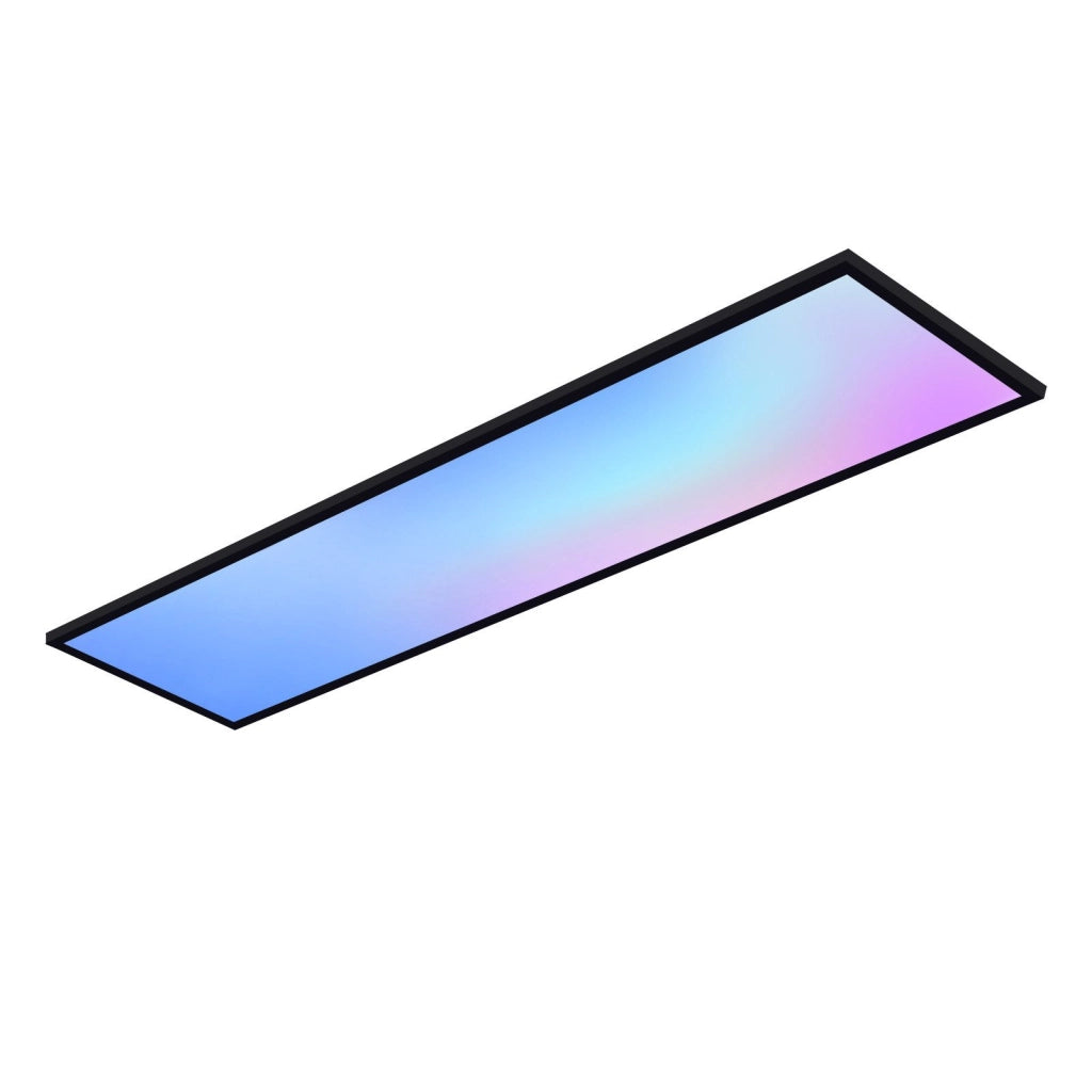 ZMH Plafoniera LED da Soffitto 100x25 cm Dimmabile RGB Cambio Colore Piatto con Telecomando 24W Nero Rettangolare