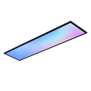 ZMH Plafoniera LED da Soffitto 100x25 cm Dimmabile RGB Cambio Colore Piatto con Telecomando 24W Nero Rettangolare