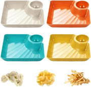 Servizio per snack 4 pezzi - Piatto per servire con contenitori - Piatto di servizio riutilizzabile in plastica - Ideale per frutta, noci e salse