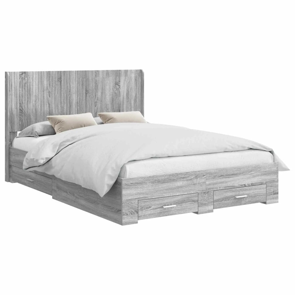 Struttura del letto con stoccaggio e testata Sonoma grigio 3414114