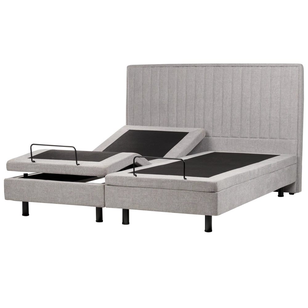 Letto Tessuto Grigio Chiaro Elettrico Regolabile con Telecomando 180 x 200 cm