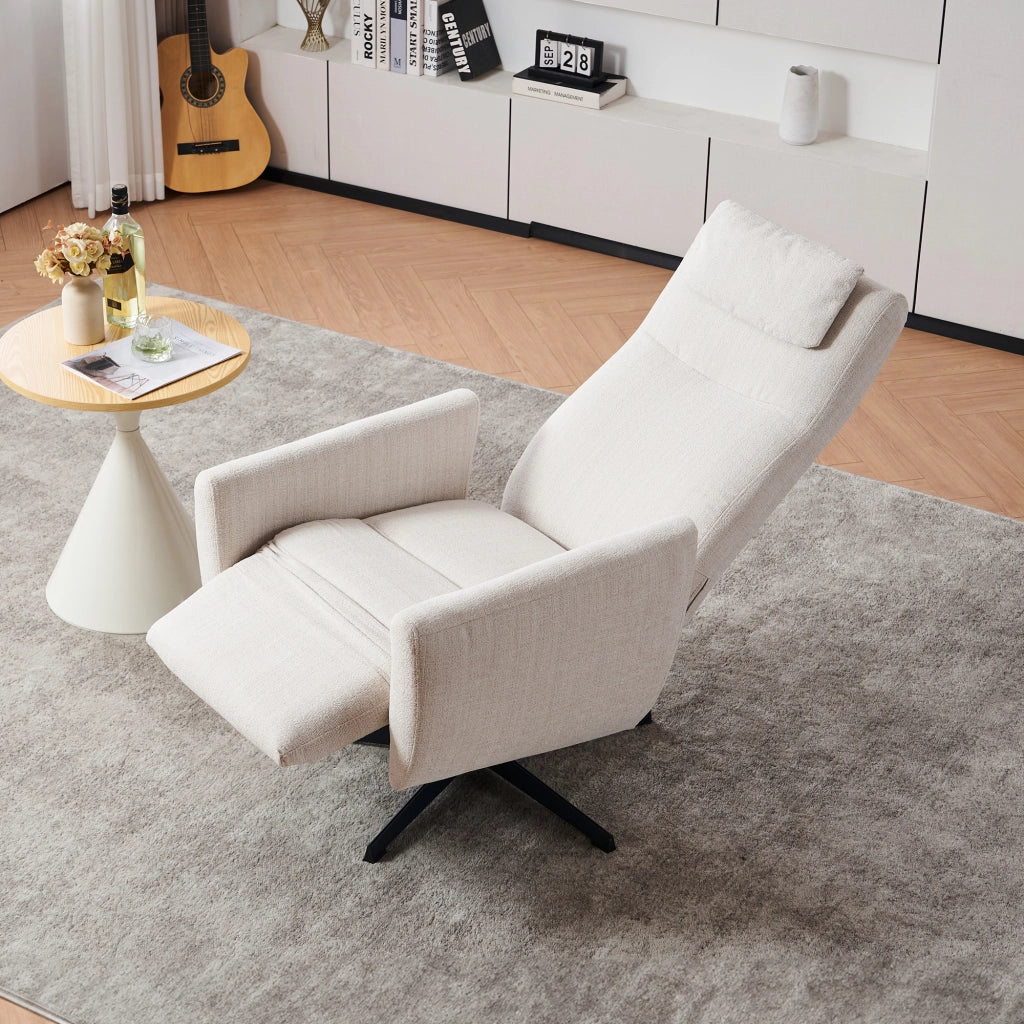 Poltrona Relax Reclinabile con Poggiapiedi ¨C MINIMAL ¨C Tessuto Chenille Beige