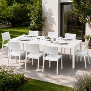 Salottino Outdoor Masibanno, set Salotto da Esterno 8 Posti Made in Italy, Bianco