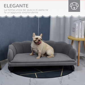 Divano per Cani Taglia Medio-Grande 98,5x60,5Px35 cm in tessuto Grigio