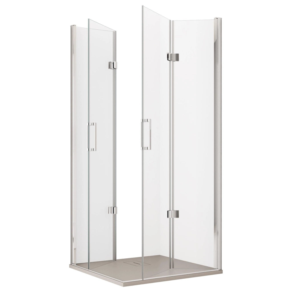 Box Doccia Angolare 80x80 cm 2 Ante Scorrevoli a Libro in Cristallo Trasparente 6mm H195 Bonussi Lena